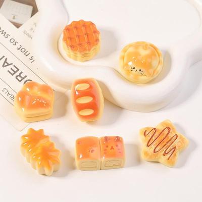 DIY Jewelry Accessories: Cartoon Food Keychains & Stickers - Mini Bread, Cookies & Cream Glue for Handmade Phone Cases