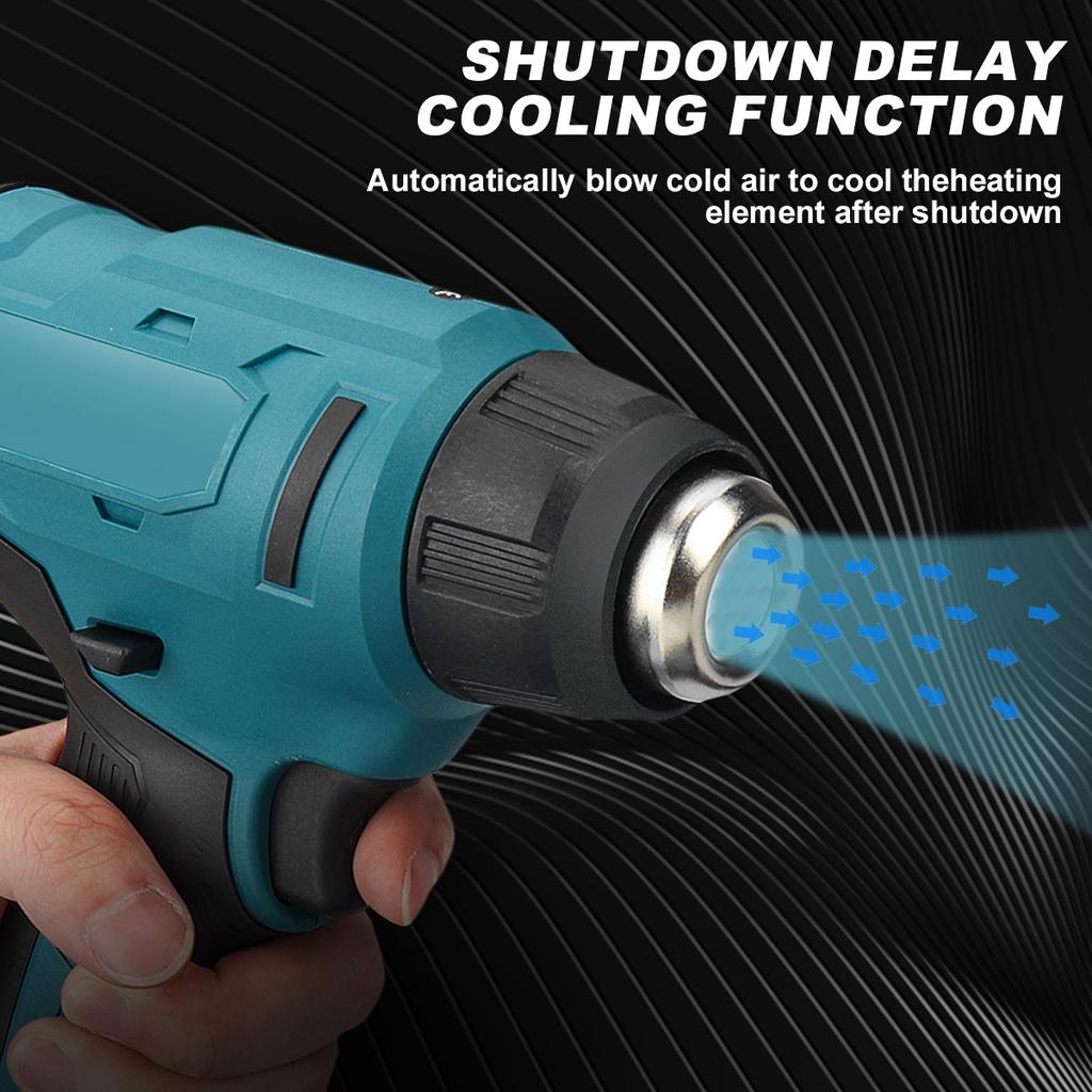 Pistolas de calor elétricas sem fio, 1000w, ar quente, ferramenta elétrica, secador para solda, ferramentas de embalagem retrátil, bateria de 18v