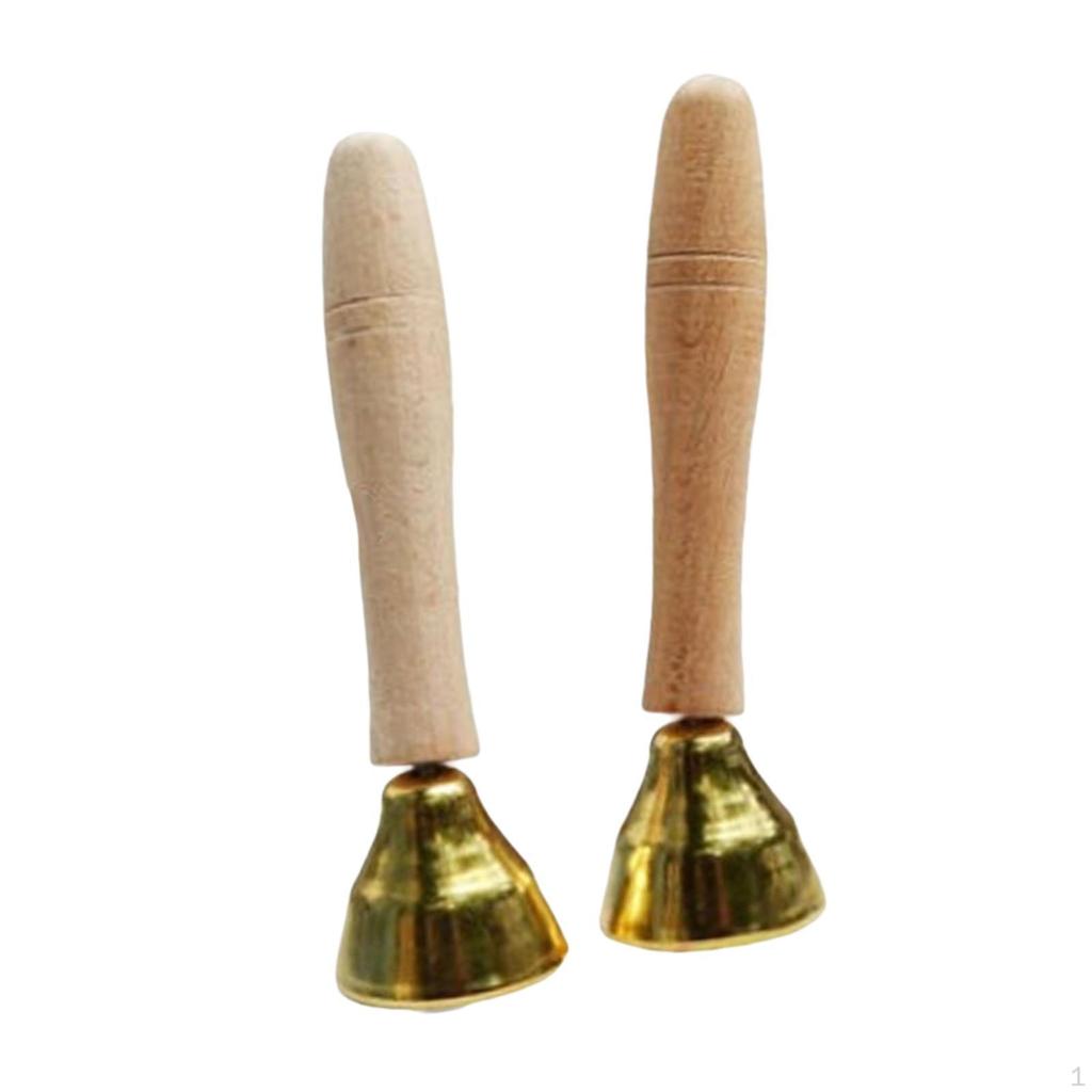 2 Pieces Hand Bells Set, Metal Percussion Musical Instrument
