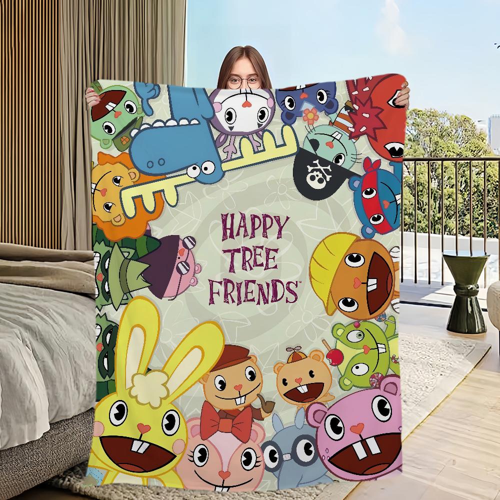 Cute cartoon art Happy T-Tree F-Friends Fliqpy Flannel warm comfort soft plush blanket for sofa living room bedroom travel gift