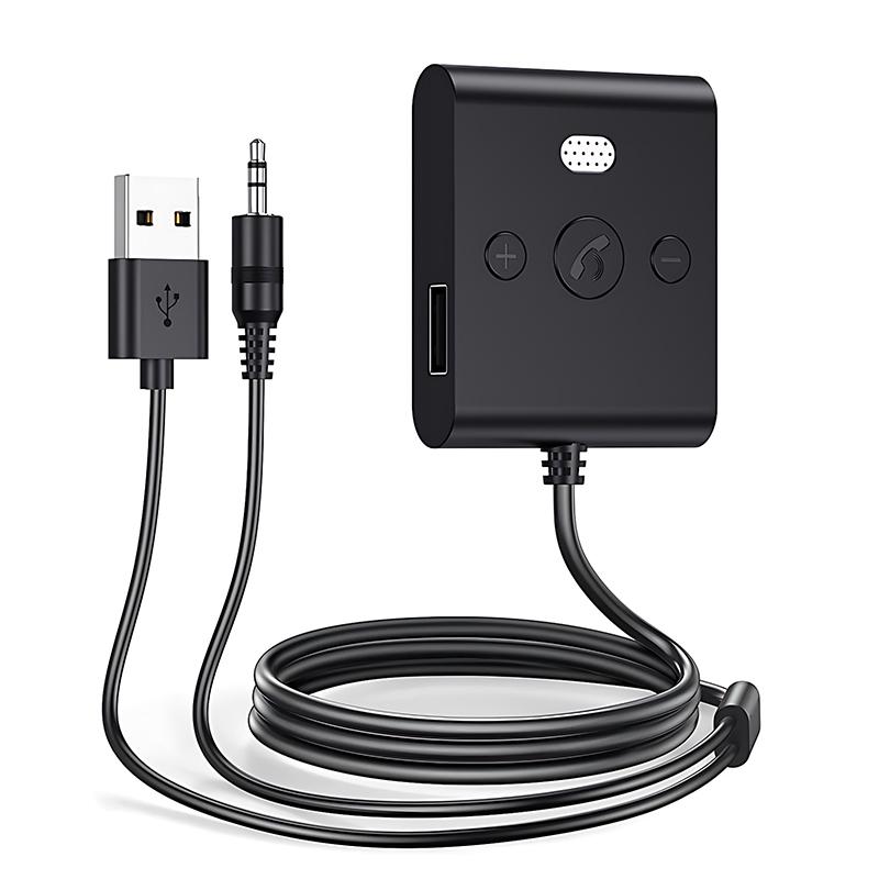 

Bluetooth 5.4 Автомобильный комплект AUX аудио приемник 3,5 мм USB U-диск стерео беспроводной аудио адаптер с микрофоном громкая связь звонки навигация музыка