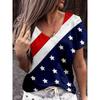 American Flag 3d Print T-shirt Women Fashion V-Neck T-shirts Short Sleeve Tops Tees Loose Casual Tees