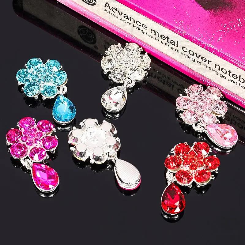 Engood 50Pcs Rhinestone Buckles Plum Flower Drop Pendant Sewing Trim & Embellishments Craft Buttons DIY Hair Accessories Wedding