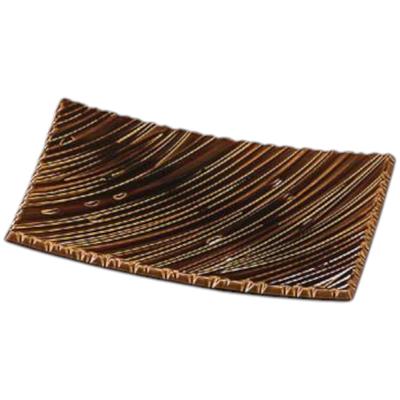 Premium Nigiri Sushi 21cm Shinogi Wave Carved Plate with Ame Made In Japan J-Kitchens Plate, Glaze, Shatter-Resistant,