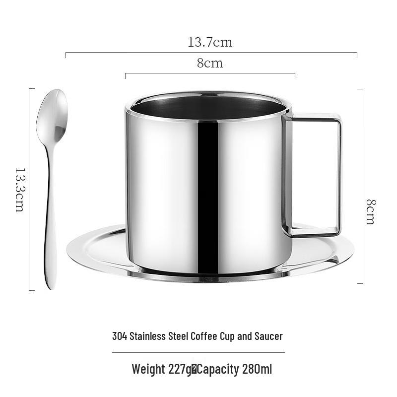 ZISIZ Stainless Steel European Coffee Cup Set