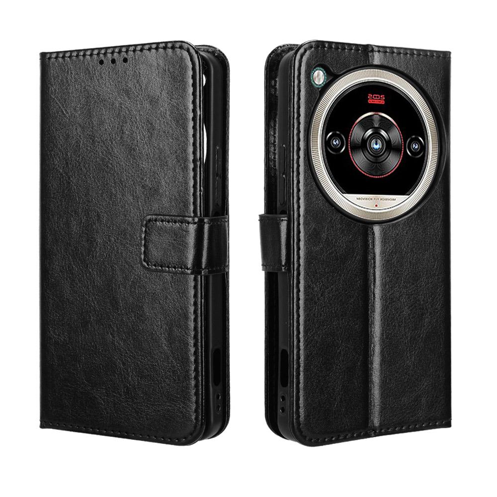 Voor ZTE nubia Focus 2 Ultra 5G PU Lederen Hoesje met Riem Crazy Horse Textuur Telefoon Portemonnee Cover
