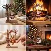 Xmas Gift for Family Christmas Wooden Ornaments, Santa Snowman Figurine with Moving Festive Fireplace Ornaments Swing, Rustic Holiday Tabletop