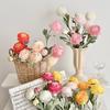 Artificial Ranunculus Asiaticus 2 Head Realistic Fake Silk Flower with Stem Home Office Wedding Party Faux Flower Decoration