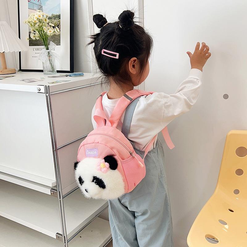 Winter Panda Doll Backpack Cute Wear-resistant Small Backpack Boys and Girls Light Backpack Kindergarten Bag