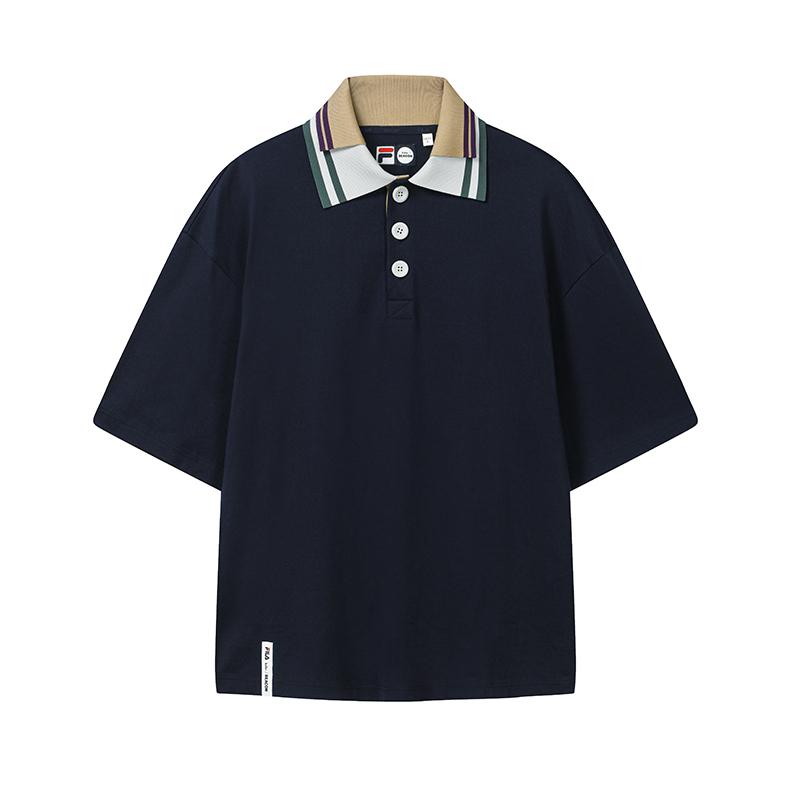 Fila × Kolor Beacon Color Block Vintage Casual Polo Shirt Men tops F11M636105FBU