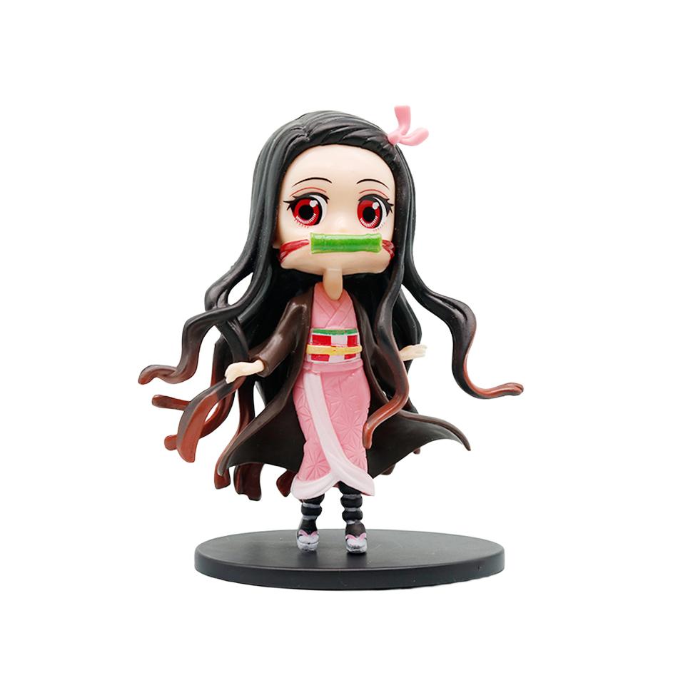 8Pcs Anime Demon Slayer Figure Doll Toy Nezuko Tanjirou Zenitsu Inosuke Kyoujurou Shinobu Giyuu Q Version Model Toy Kids Gifts