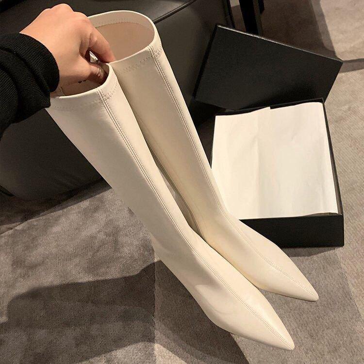 But knee boots women's spring and autumn 2025 new high knight boots square head thick heel medium heel thin long boots