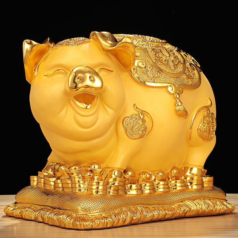 Gold Pig Coin Bank: Wealth-Attracting Figurine for All Ages - Perfect Year of the Pig or Birthday Gift