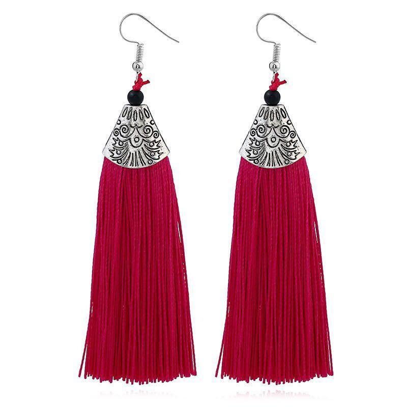 LOVBEAFAS Ethnic Fringe Tassel Long Earring Beads Statement Brinco Dangle Drop Earrings For Women Fashion Jewelry Bijoux Femme