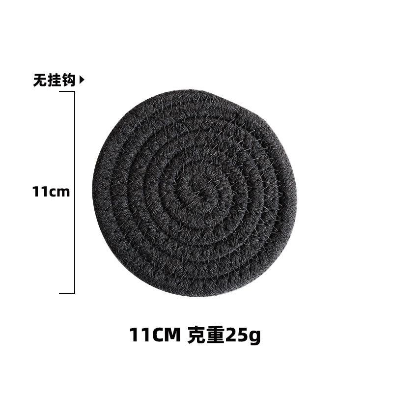 Contrasting cotton rope placemat pastoral thickened thermal insulation pad cotton and linen woven table mat household heat-resistant and anti-scalding