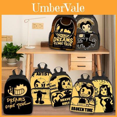Bendy And The Ink Machine Cartoon Game School Backpack With Adjustable Padded Straps For Kids