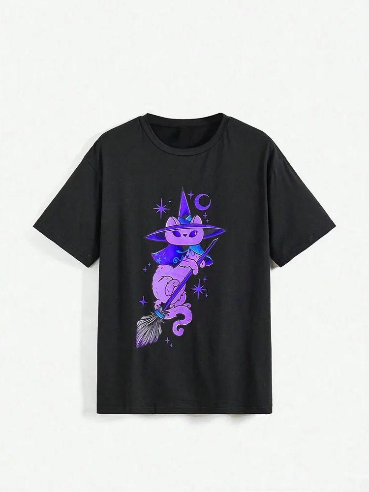 

Summer Men s And Women s Cartoon Pattern Printed Round-Neck Short-Sleeved Casual Cotton Loose And Breathable T-Shirt Tops S