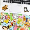 50Pcs Graffiti Sticker Waterproof Clear Printing DIY PVC Cute Cartoon Animal Pig Pattern Laptop Skateboard Decal Stationery Supplies