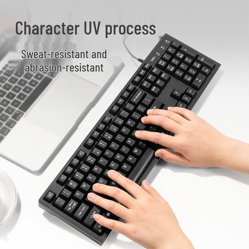 Deli 2168ES Wired Keyboard with Adjustable Stand for Desktop, Laptop, Office, Home