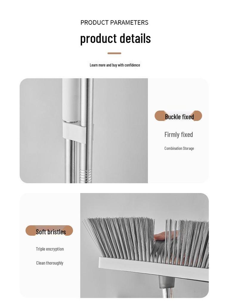 Foldable Rotating Broom & Dustpan Set with Non-Stick Hair and Soft Bristles for Living Room