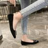 2025 Spring and Summer New Fashion Flat-bottomed Rhinestone Square Buckle Single Shoes Women's Shallow Mouth Pointed Soft Sole Professional Work