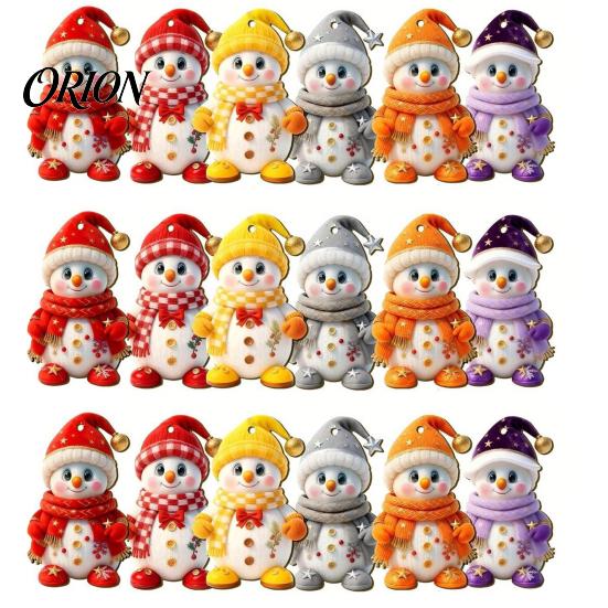 Snowman Pattern Holiday Decor Christmas Wooden Ornaments, 2D Flat Vintage Xmas Tree Hanging Farmhouse Style Decoration, Cute Winter Ornament for Tree,