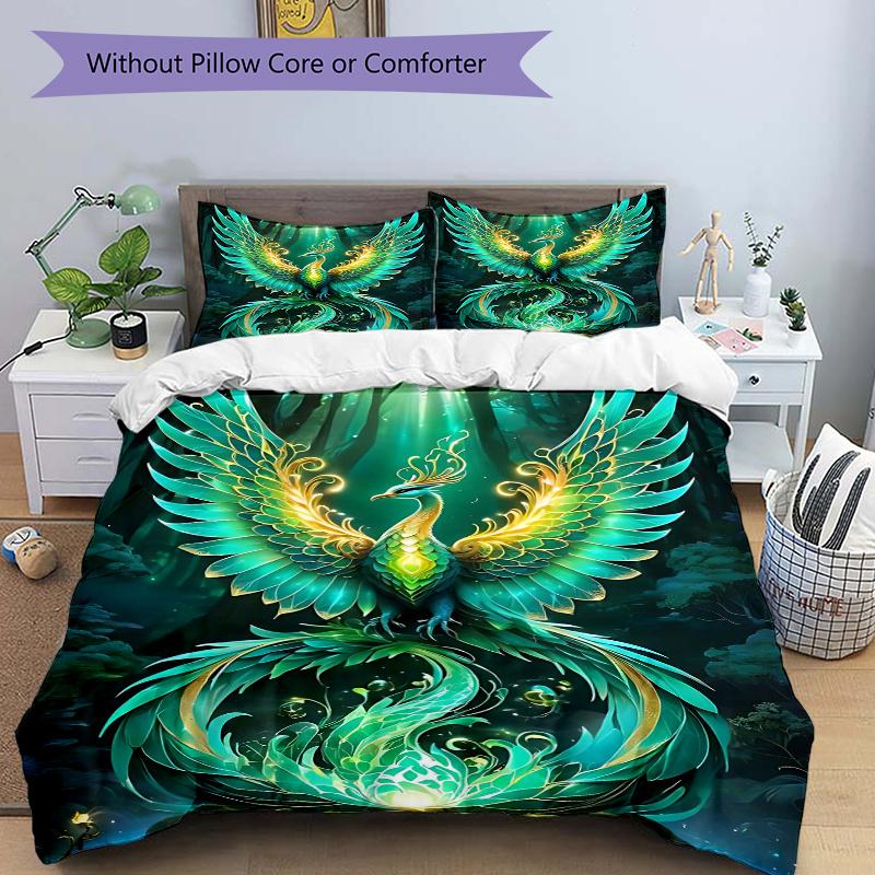 

3pcs Enchanted Forest Phoenix Pattern Bedding (No Fillings), Soft and Comfortable, Suitable for Bedrooms and Guest Rooms.J038 135x200cm