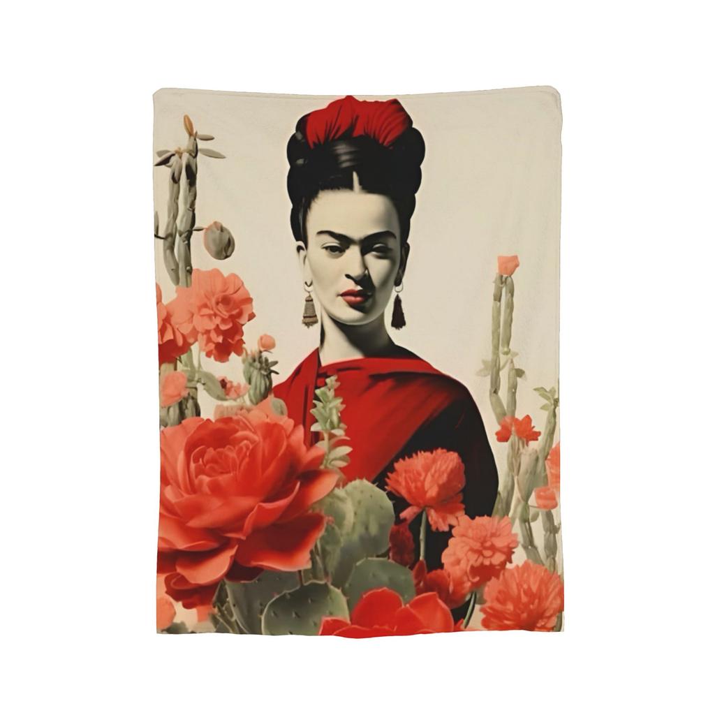 México Artista F-Frida K-Kahlo Mantas de Franela Manta Decorativa Impresionante para Sofá Ropa de Cama Sala de Estar 150*125cm Felpa Colcha Fina,