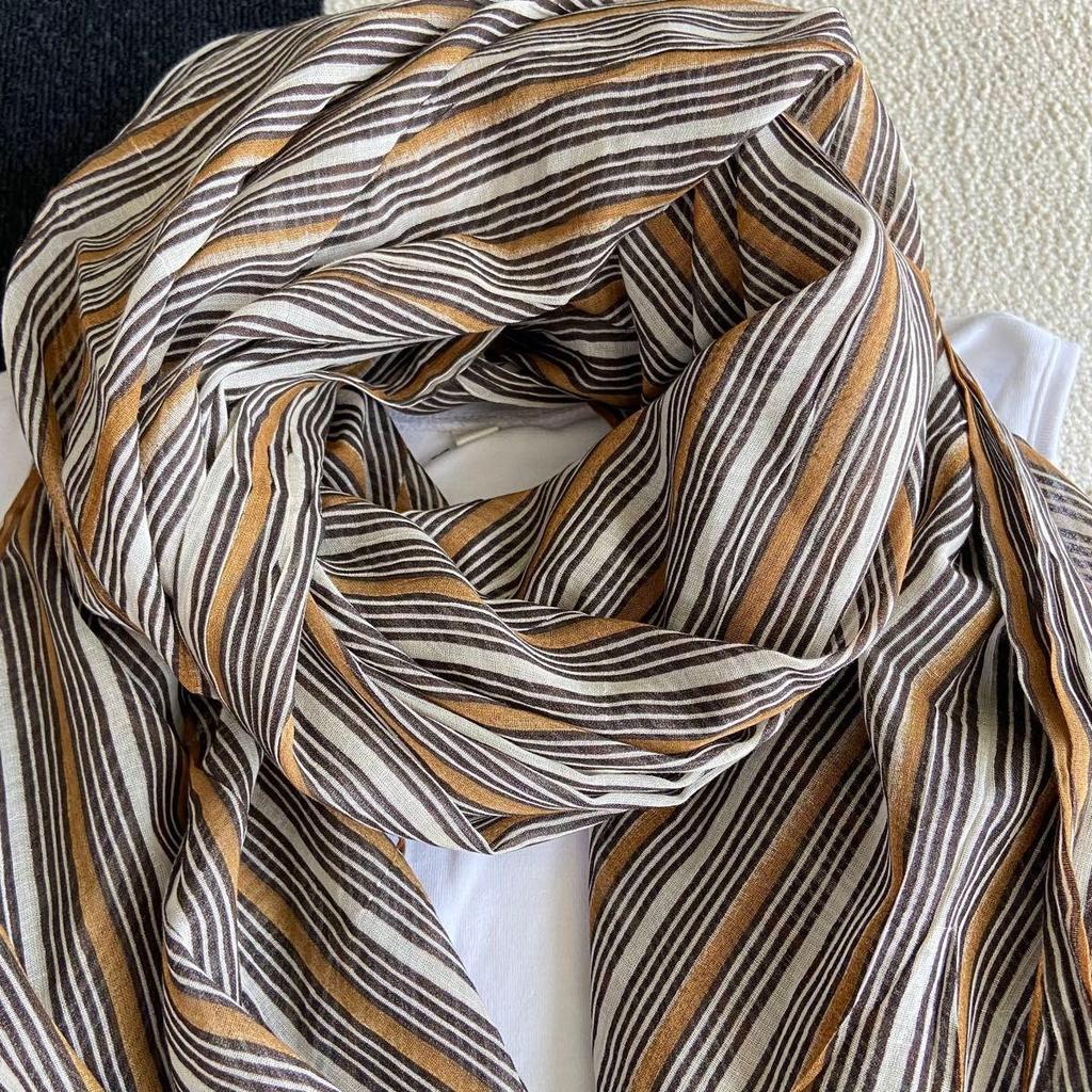 Used 100% Cotton Imported Large Stole Shawl UV/Brown