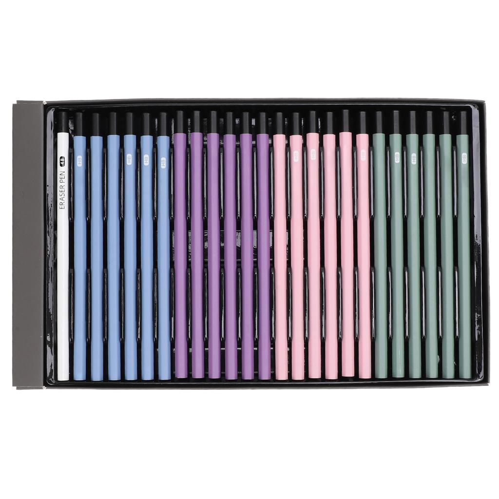 24 Pcs HB Pencils with Eraser Pen Wooden Hex Pencil Set for Drawing Sketching Doodling
