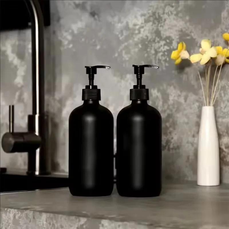 300/500ML Matowy Czarny Dozownik Mydła w Płynie Wielokrotnego Napełniania Pojemnik na Szampon Odżywkę Balsam do Ciała do Akcesoriów Łazienkowych Hotel