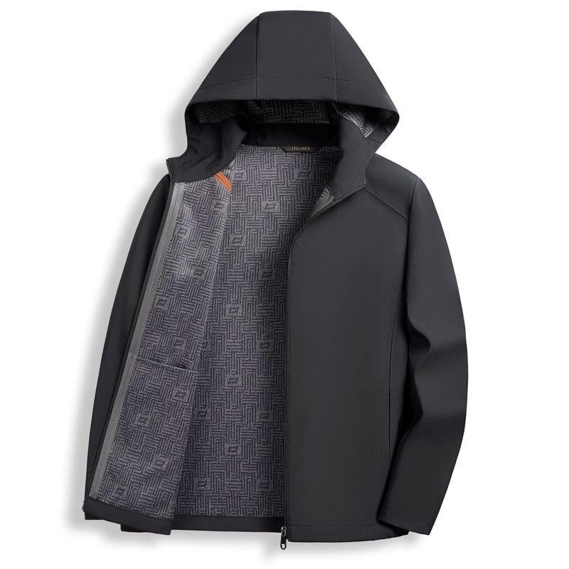New Business Casual Jacket for Men Spring and Autumn Outdoor Sports Waterproof Thickened Windproof Hooded Men's Jacket