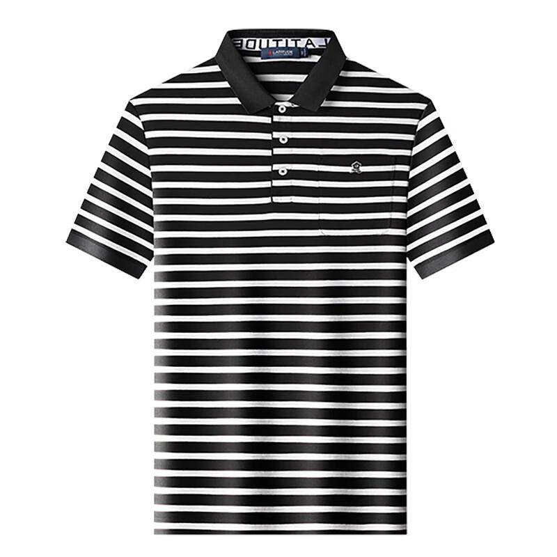 MONTAGUT Men's Jacquard Stripe Polo Shirt