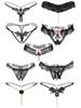 Random 6 Exquisite Floral Lace Mesh Thong Underwear-Seductive Transparent Confident Seductive Floral Lace Mesh Thong, Ladies Sexy Underwear