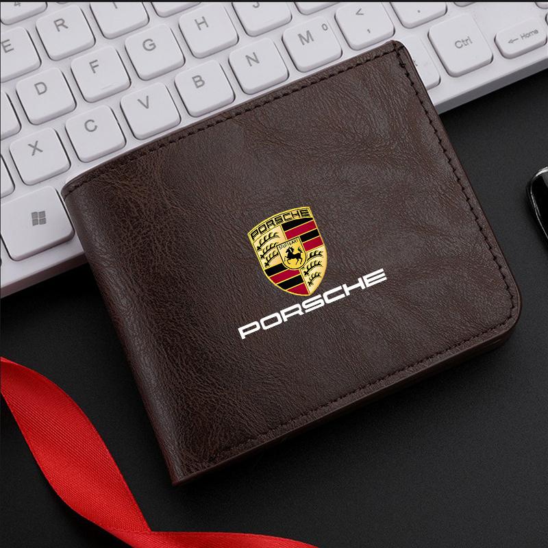 New Leather Car Purses Driver License Credit Card Wallet Money Bag For Porsche Cayenne Panamera Macan 911 718 Taycan Boxster 918