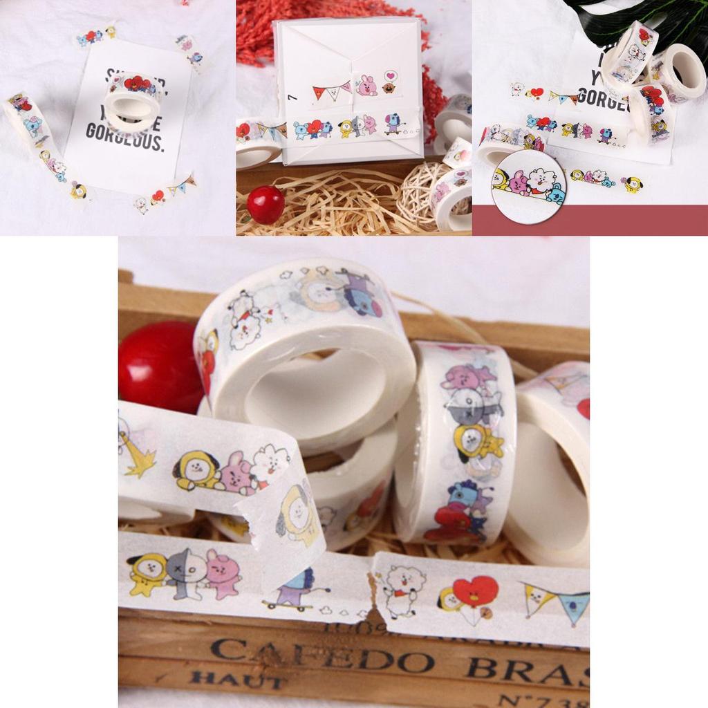 Washi tape Kpop Bts Paper maksing Cute Diy scrapbook stickers Rj Tata Cooky