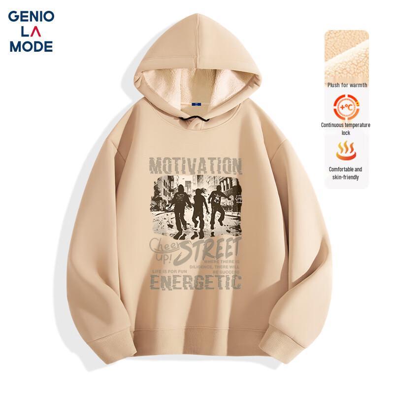 

GENIOLAMODE Men s Lamb Wool Lined Casual Hoodie XL