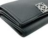 Loewe Cartera compacta anagrama cuero 6 compartimentos para tarjetas Plegable en tres partes cuero negro Usado
