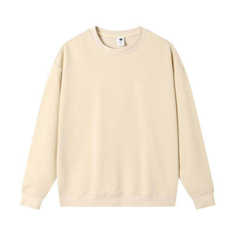 Women's White Korean-Style Crew Neck Pullover Sweatshirt - Pure Cotton, Trendy for Spring/Autumn 2024