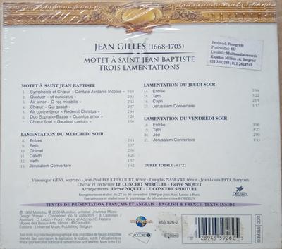 CD GILLES,NIQUET; THE SPIRITUAL CONCER - Motet A Saint Jean Baptiste ? Trois 4659262 Accord Musidisc 2000 Europe Classical Used