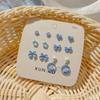 2024 New Blue Tone Silver Stud Earrings for Women