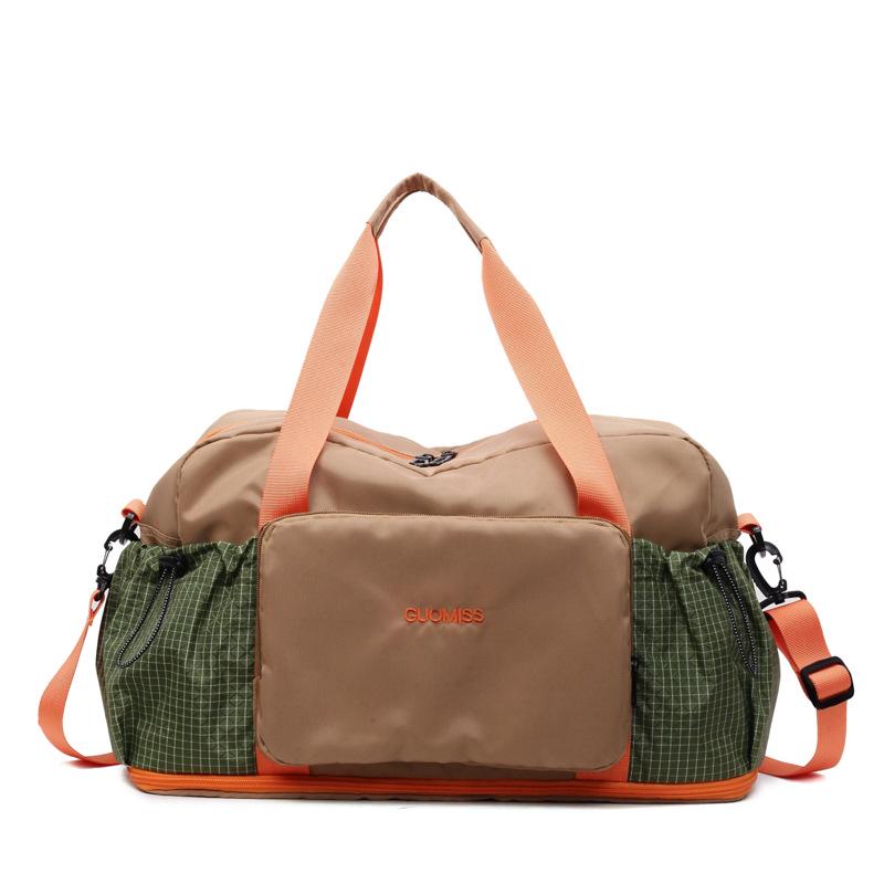 Expandable Women's Travel and Gym Bag with Wet/Dry Separation - Foldable, Crossbody, Perfect for Yoga and Sports.