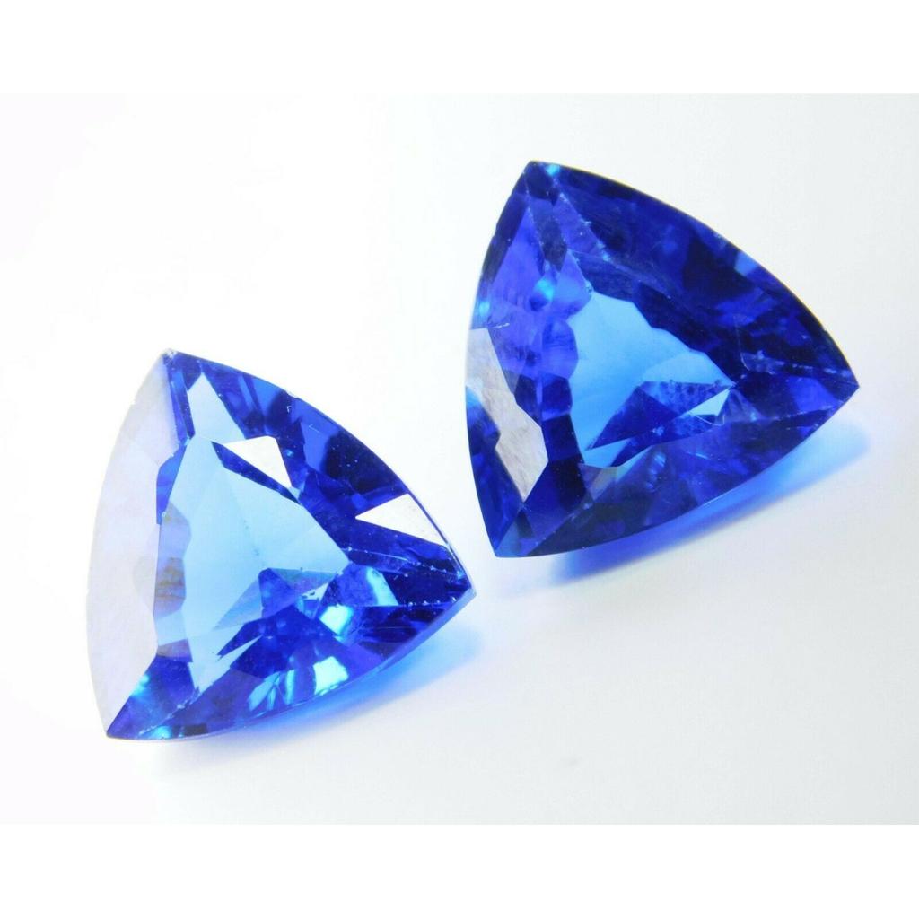 Natural Blue Tanzanite Loose Gemstone 14.80 Ct Trillion Shape Pair for Jewelry Making and Crafts