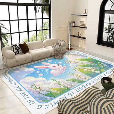 Kinderzimmer mit Cartoon-Teppich, Spielzeugbereich, Spielbodenmatte, Lesebereichsmatte, übergroße Schrubb-Krabbelmatte