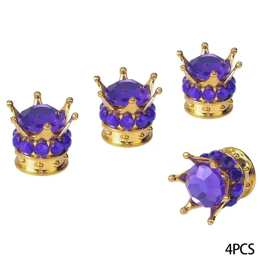 4PCS Car Wheel Tire Valve Caps Cover Crown Shape Bling Diamond Tyre Stem Dust Valve Caps Truck Car Motorcycle Bicycle Air Cover