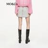 MO&Co. Washed Denim Short Skirt with Belt