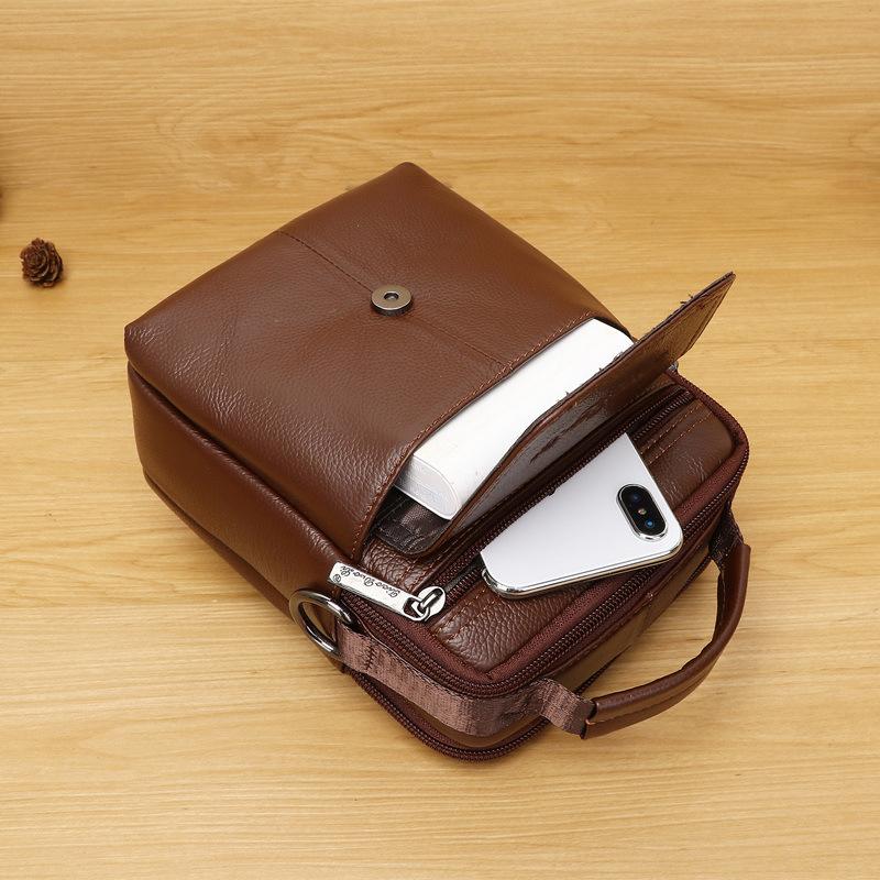 Genuine Leather Men's Messenger Bag 7-inch Mini One-shoulder Small Bag Multifunctional Backpack Cowhide Casual Men's Bag Handbag