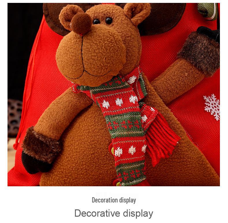 Knitted Two-Tone Santa Claus Backpack Doll Christmas Gift Bag for Children