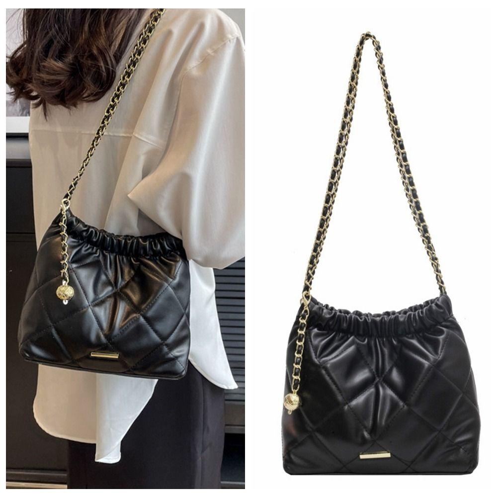 

Silver Rhombic Lattice Chain Shoulder Bag Underarm Bag Crossbody Bag Cute Bucket Bag Girls жёлтый