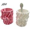 3D Printed Pencil Holder Silk Texture Pen Holder, Desk Organizer for Brushes Stationery And Brushed Cup Makeup Brushes, Ribbon Design Large